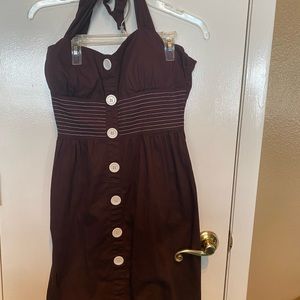 Summer brown halter sundress